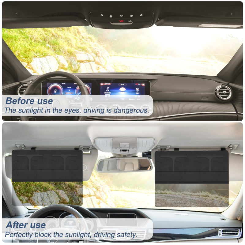 NAZZO Car Visor Extender Sun Blocker, Polarized Sunvisor Extension with Removable Magnetic PC Lens, Anti Glare Car Visor Extended for Safe Driving, Universal for SUV, Family Automotive, Black