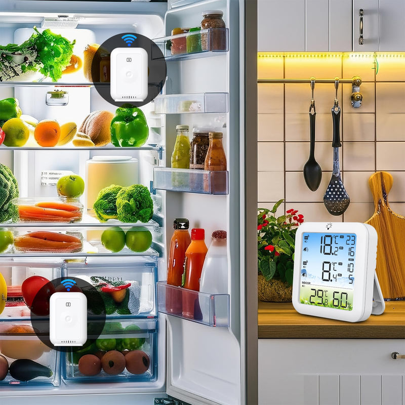 Wireless Freezer Alarm – Freezer Temperature Alarm with Remote Alert, 330FT Range, Backlit Display, 24H Max/Min, Indoor & Outdoor Monitoring