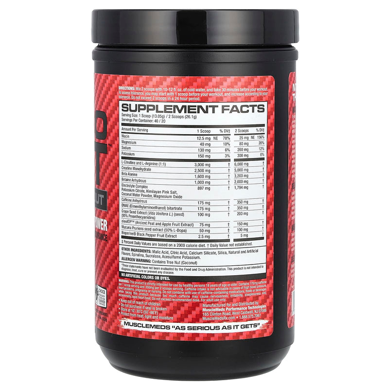 MuscleMeds Nitro Lift Pre Workout Enhance Endurance and Muscle Performance, Blue Slush, 40 Servings 1.04 Pound (Pack of 1)
