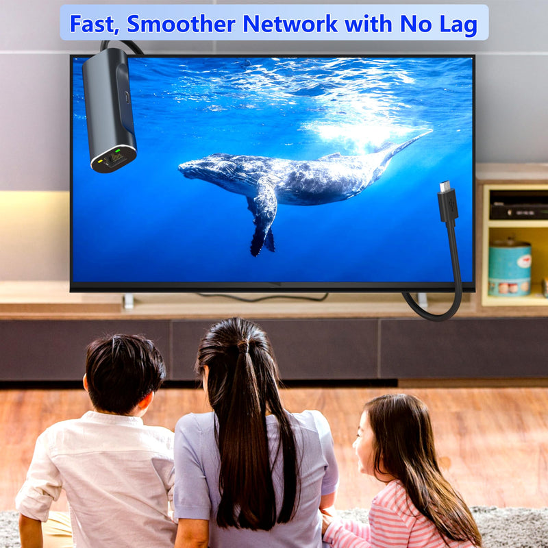 Ethernet Adapter for Fire TV Stick, Micro USB to Ethernet Adapter Compatible for Fire Stick Basic/2nd/4k/Lite, Chromecast 1/2/3/Ultra/Audio, Plug & Play, RJ45 Wired Network Adapter