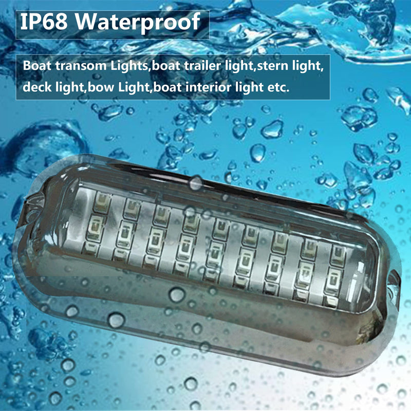 2Pcs 27 LEDs Green Marine Boat Lights,IP68 Waterproof Underwater Boat Trailer Light Pontoon Boat Transom Lights Stern Navigation Light Boat Interior Deck Lights 10-30V DC