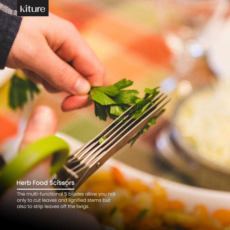 Heavy Duty Kitchen Shear with Bonus MultiPurpose and Herb Scissors 420 Stainless Steel for Chicken, Meat, Fish and Poultry Gift Set with Kitchen Shears for Food and Herbs Scissors by Kiture Modern Kitchen gadgets