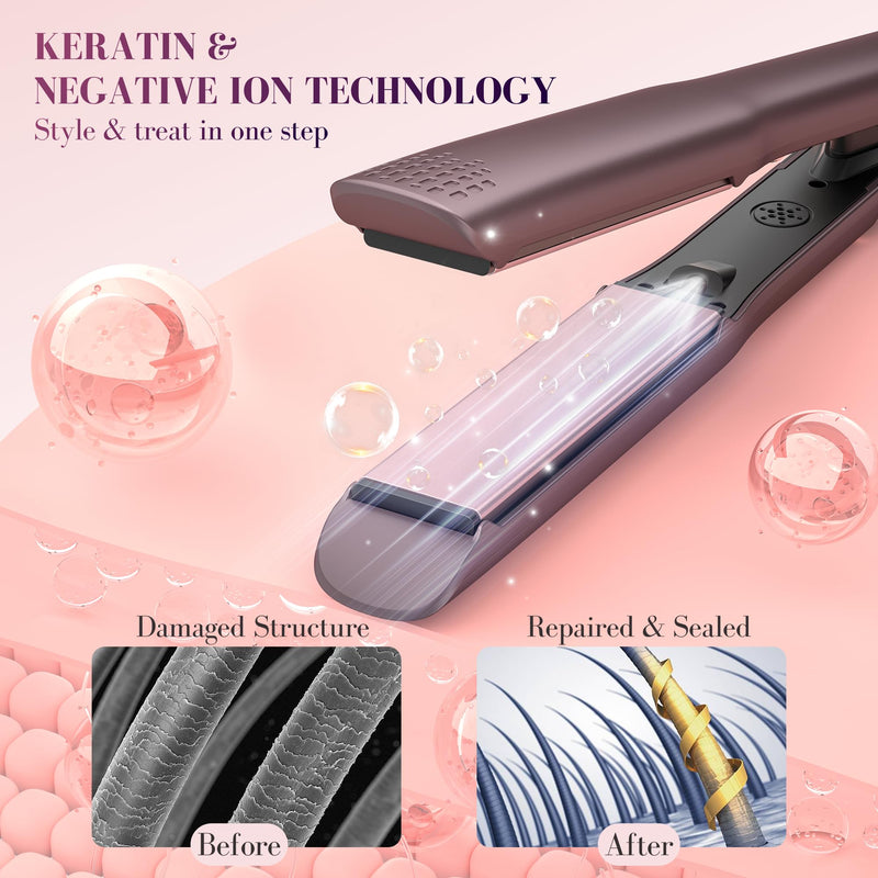 BarberBoss Hair Straighteners for Women, Ceramic Hair Straightener with Floating Plates, Negative Ion & Keratin Infusion, Flat Iron Hair Styler for Straightening, Smoothing & Frizz Control, (QR-8411) | Floating Ceramic Plates, Negative Ion & Keratin In...