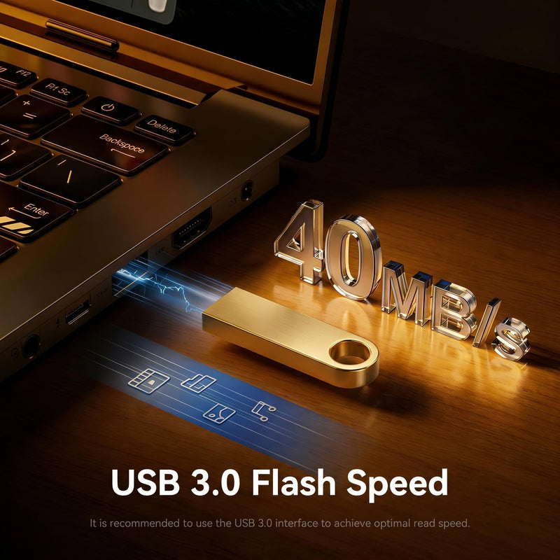 16GB USB 3.0 Flash Drive for Voice Recorders - Portable USB-A Drive for Audio File Backup - Thumb Drive Compatible with PC, Audio Recorders (Gold)