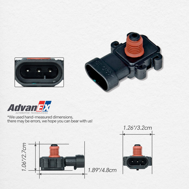 MAP Manifold Absolute Pressure Sensor Compatible with Chevrolet Astro/Impala/Silverado/Tahoe, Buick Lacrosse/Lucerne, Cadillac Escalade/STS Raplace 213-4434 16187556