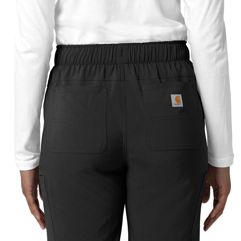 Carhartt Scrubs for Women Force Cross-Flex Straight-Leg Cargo Pants with Drawstring and 7 Pockets Medium Black
