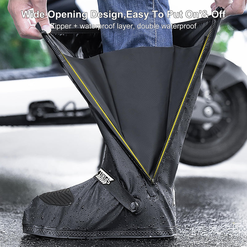 Waterproof Shoe Covers Motorcycle Rain Shoe Cover Reusable Rain Boot Rainproof Shoes Cover for Men and Women XX-Large Black