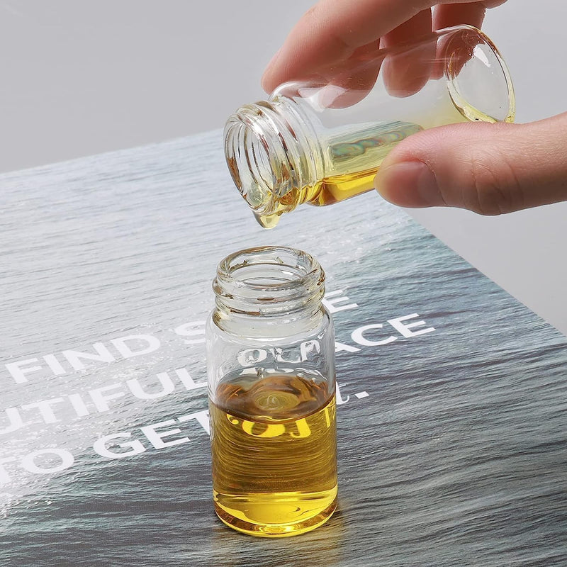 5ML Clear Glass Sample Vial, Liquid Sampling Sample Glass Bottle, Borosilicate Storage Glass Vial,18 * 40mm, Black 15-425 Polypropylene Screw Cap with PE Liners, Pack of 100 5ML