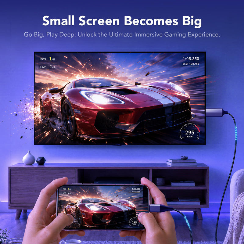 Lightning to HDMI Adapter for iPhone to TV/Projector/Monitor | 1080P@60Hz Screen Mirroring Cable | Plug & Play, No Power Needed | 6.6ft/2m Compatible with iPhone14/13/12/11/XS/XR/8+/7/iPad Space Gray