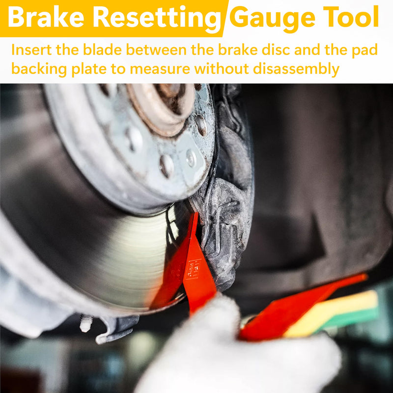 8 PCS Brake Lining Thickness Gauges, Brake Pad Measuring Tool, Color Coded Brake Pad Gauge with Metric & SAE Size, Brake Resetting Gauge Tool, for Quickly Measuring Disc and Drum