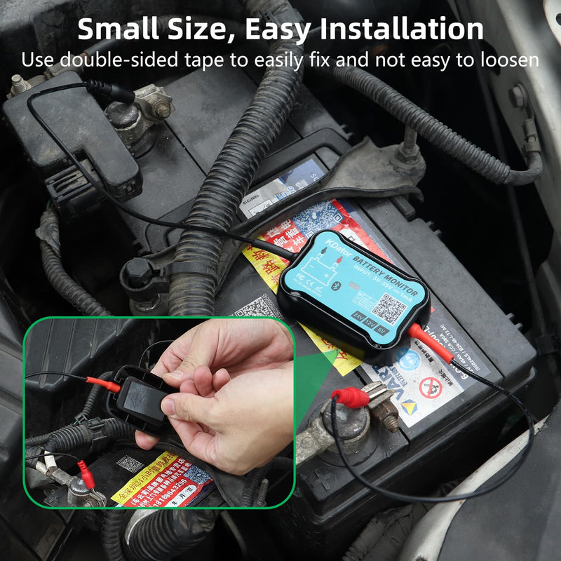 6V 12V 24V Bluetooth Battery Monitor BM7–Work for All Lead-Acid & Lithium Battery with Charging, Cranking System Test & Auto Alarm – Waterproof Voltmeter for Cars, Vans, Trucks, Motorcycles, Boats For 6-24V Lead-Acid & Lithium Battery