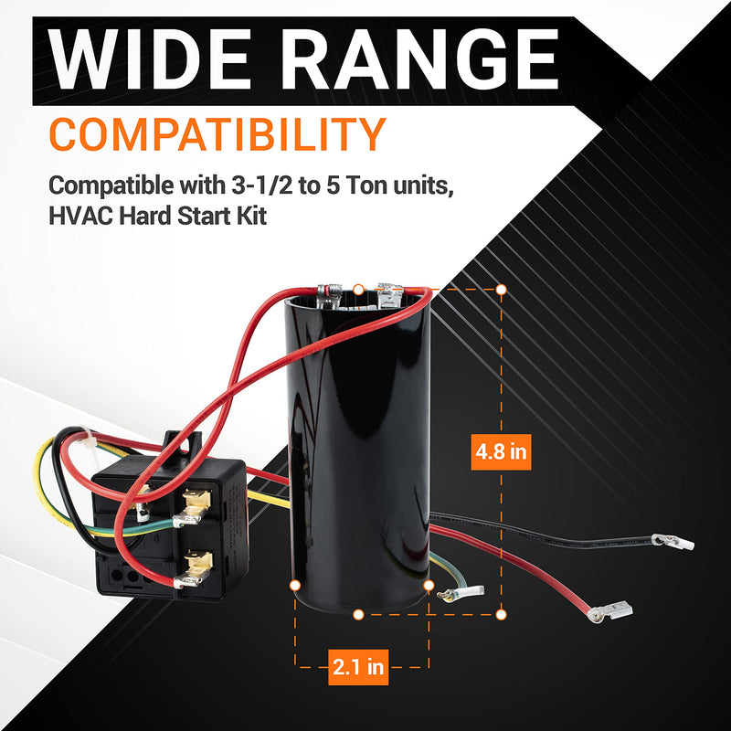 BlueStars CSR-U2 Hard Start Capacitor Kit - Compatible for Air Conditioner 3 1/2 to 5 Ton Units