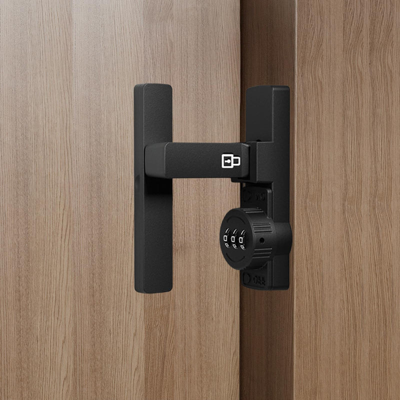 90 Degree Barn Door Lock Latch Keyless Combination Heavy-Duty Weather-Resistant Security Lock for Indoor & Outdoor Use Easy Installation Ideal for Home Office Gates and Sheds – Modern Black Design