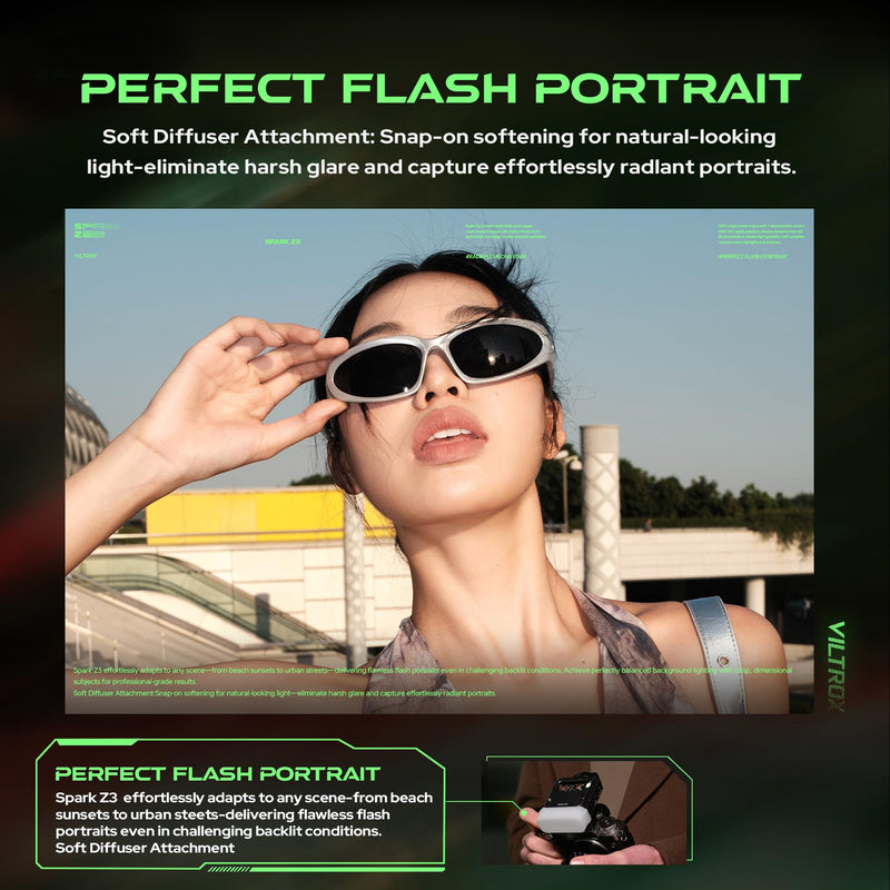 VILTROX Spark Z3 F Z3-F TTL Camera Flash,26Ws 6500k 7 Levels Mini Flashes | 650 Full-Power, GN16, 1s Recycling Time Speedlite Flash, Compatible with Fuji Cameras (Gray) Gray