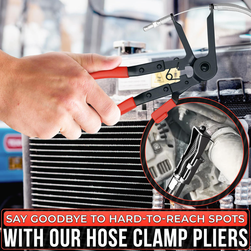 Radiator Hose Clamp Pliers Automotive – Corrosion-Resistant Hose Clamp Tool with Non-Slip Polymer Coating, Tension & Ratchet Locking Mechanisms – Easy to Use, Time-Saving for Car Repairs Wire Hose Clamp Pliers
