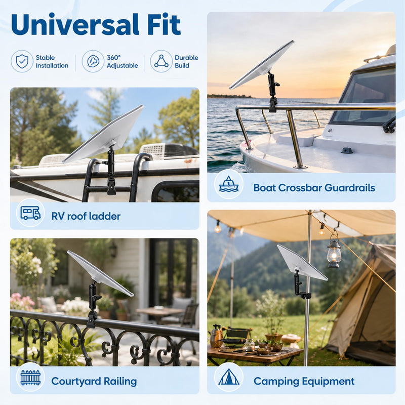 Starlink Mini Clamp Mount Kit with Adapter, Adjustable Pole and Rail Mount for Starlink Mini, Compatible with 2024/2025/2026 for RV, Camper, Boat, Balcony