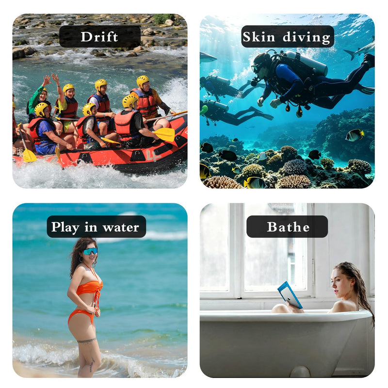 Universal Waterproof eReader Protective Case, 2 Pcs Cover for 6-7 Inch Kindle/iPad mini/kobo Clara/kobo Libra/Fire 7/iPhone and More, Waterproof Material, Including a Hanging Strap,Blue Blue