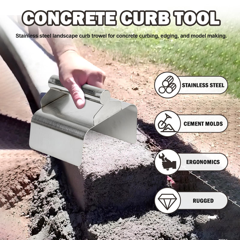Concrete Curb Trowel Edger, Concrete Curbing Trowel, Concrete Curb Hand Tool, Curb Tool for Concrete Edging, Landscape Curb Trowel Concrete Curb Tools, Curb and Gutter Concrete Tools, Putty Knife