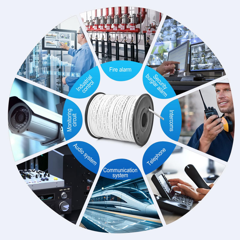 22/6 Shielded Wire 50FT CL3P Jacket Pure Copper Wire, Spool 22 Gauge 6 Conductor Stranded Plenum Cable for Security Alarm Access Control Sound 50 Feet 6C 22AWG