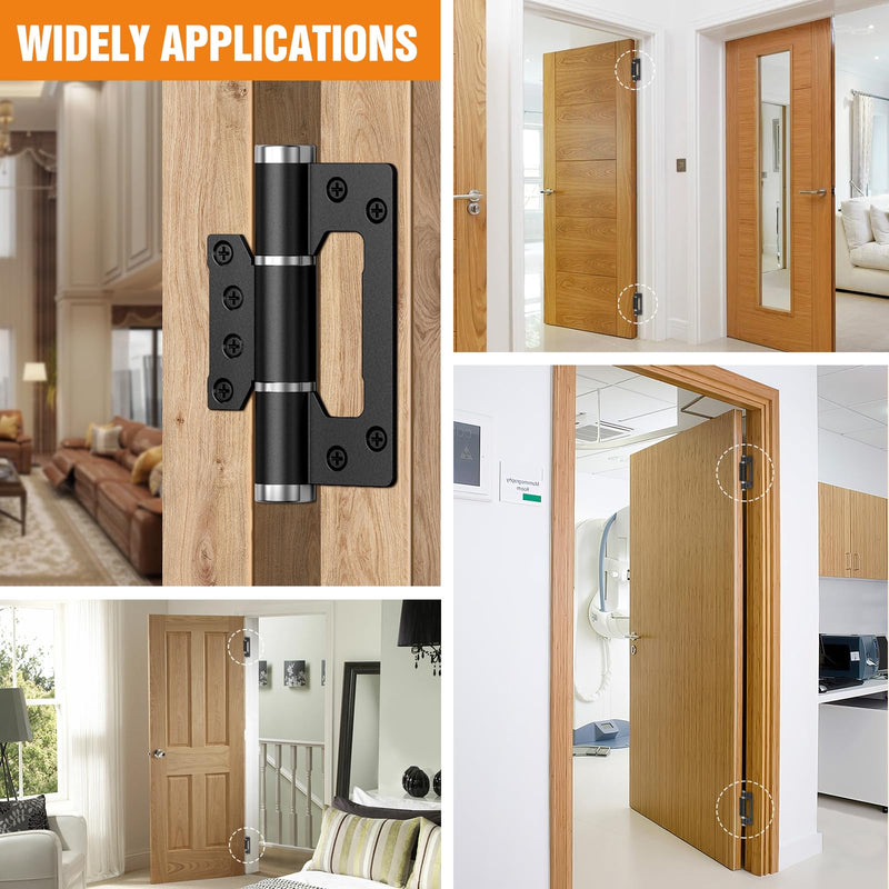 5 Inch Self Closing Door Hinges, Soft Close Non Mortise Hinges with Adjustable Speed and Quiet Closing, Heavy Duty Aluminum for Interior Doors (2 Pack, Black) 2