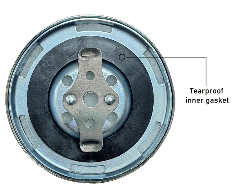 Hydraulic Tank Breather Cap for Oil & Fuel Reservoir – Metal Filler Vent Cap (with Flange, Bayonet Lock, 304 (18/10) Grade Stainless Steel, Tearproof Gasket)