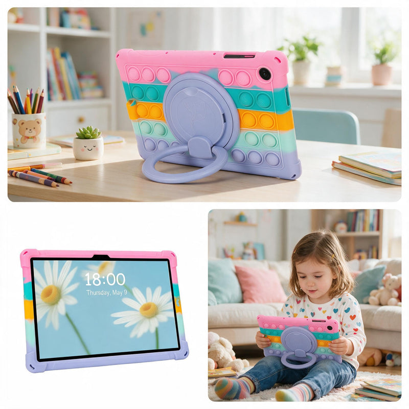 Case for T-Mobile REVVL Tab 2 10.1 Inch Tablet 2025, 360° Rotating Stand with Soft Silicone Protective Cover for T-Mobile REVVL Tab 2 5G 10.1" Tablet (Colorful Pink) Colorful Pink
