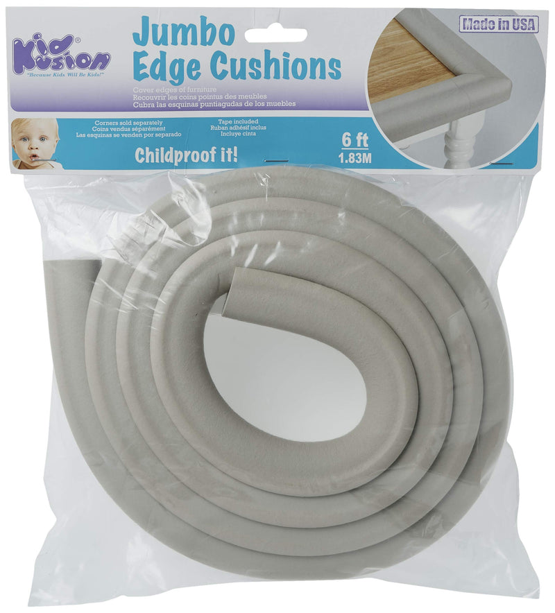 KidKusion Jumbo Edge Cushion | 6Ft | Taupe | Made in USA | Child Safety Edge Guard, Babyproof Furniture Bumper 6 Foot (Pack of 1)