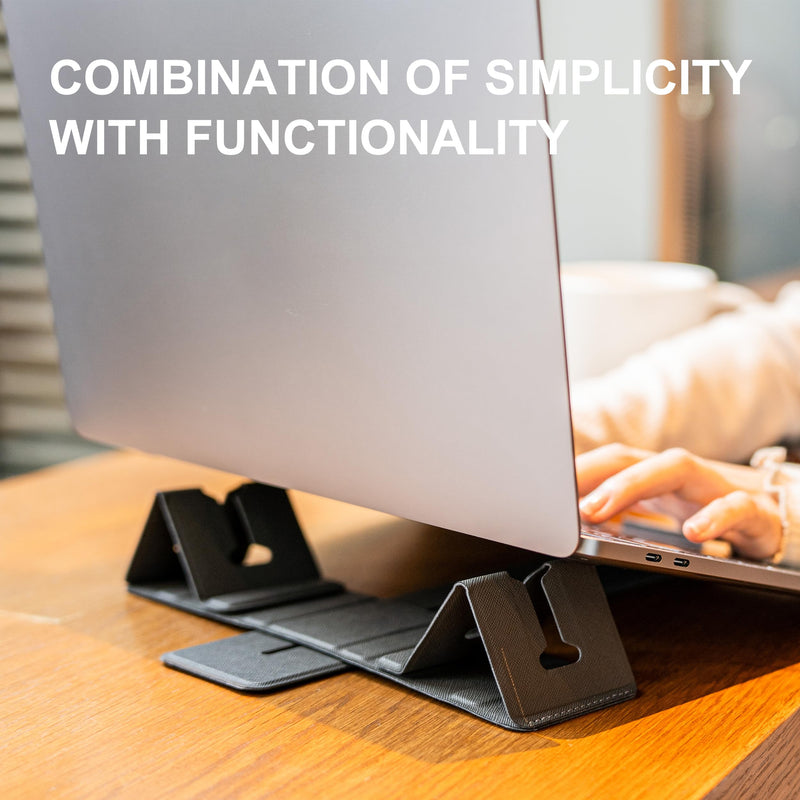 Magnetic Adjustable Travel Laptop Stand for Digital Nomads and Business Travelers. Compact, Foldable, and Ideal for Desk Use. Elevate Your Work Experience with Our Laptop Riser on the Go (Dark Gray) Dark Gray
