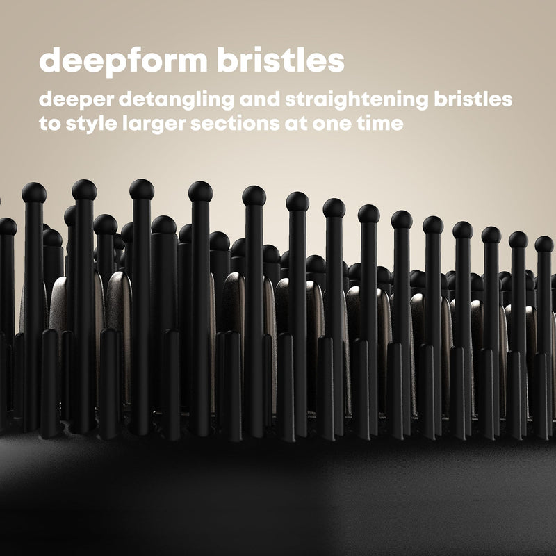REVAMP Progloss Deepform Hair Straightener Brush - Ceramic, Ionic | Heated Brush Styler, Salon Professional Shine Oils, Ion Jet, Fast Hair Straightening, Smoothing