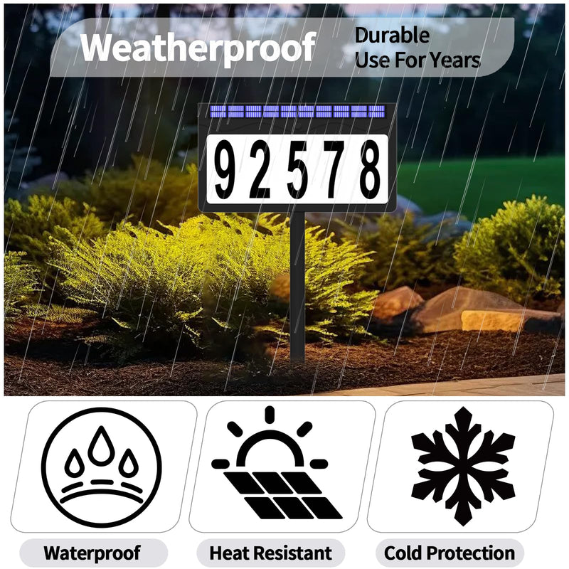 Solar Lighted House Number Waterproof, 8 Lighting Modes RGBW Color Changing, Illuminated Address Sign, Address Plaque for Yard Mailbox Home Office Street Outside