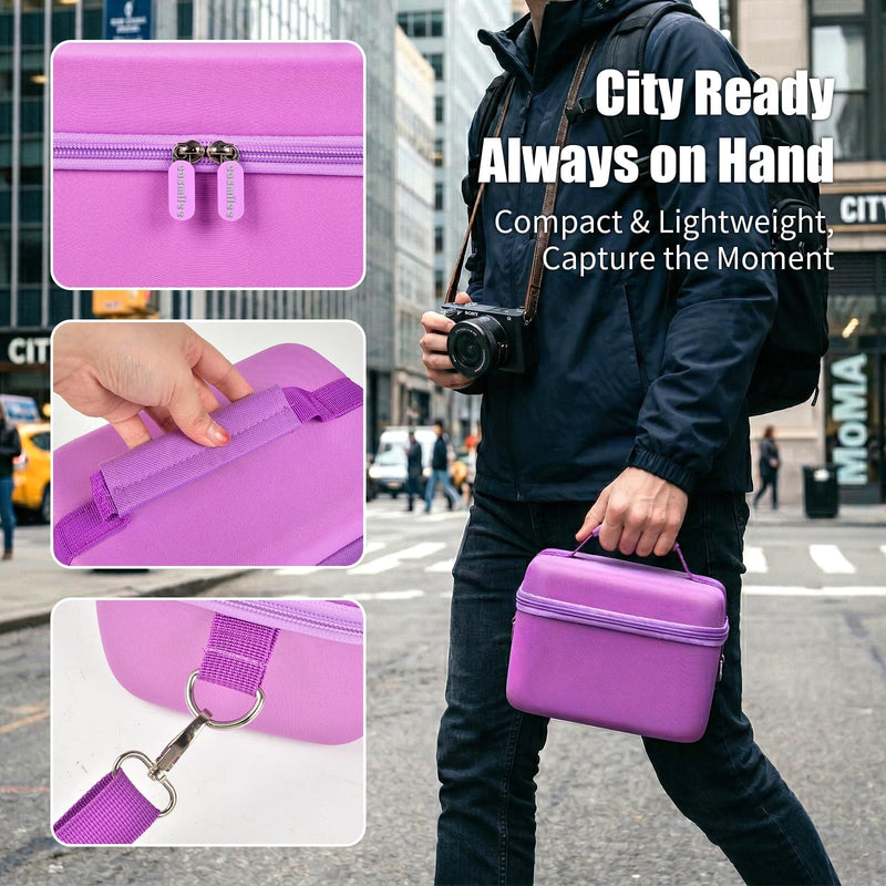 casmilee Mirrorless Camera Case for Sony a6400/a6700/a6100/a6000 | Adjustable Dividers, Padded Multi-Layer Protection, Lens and Accessory Storage, Shoulder Strap, Case Only, Purple