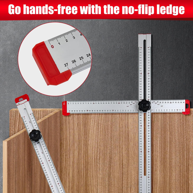Adjustable Drywall T-Square Tool - Aluminum - for Layout and Marking - Features Sliding Head and Dual Directional Printed Scale - 48 Inch（120cm）