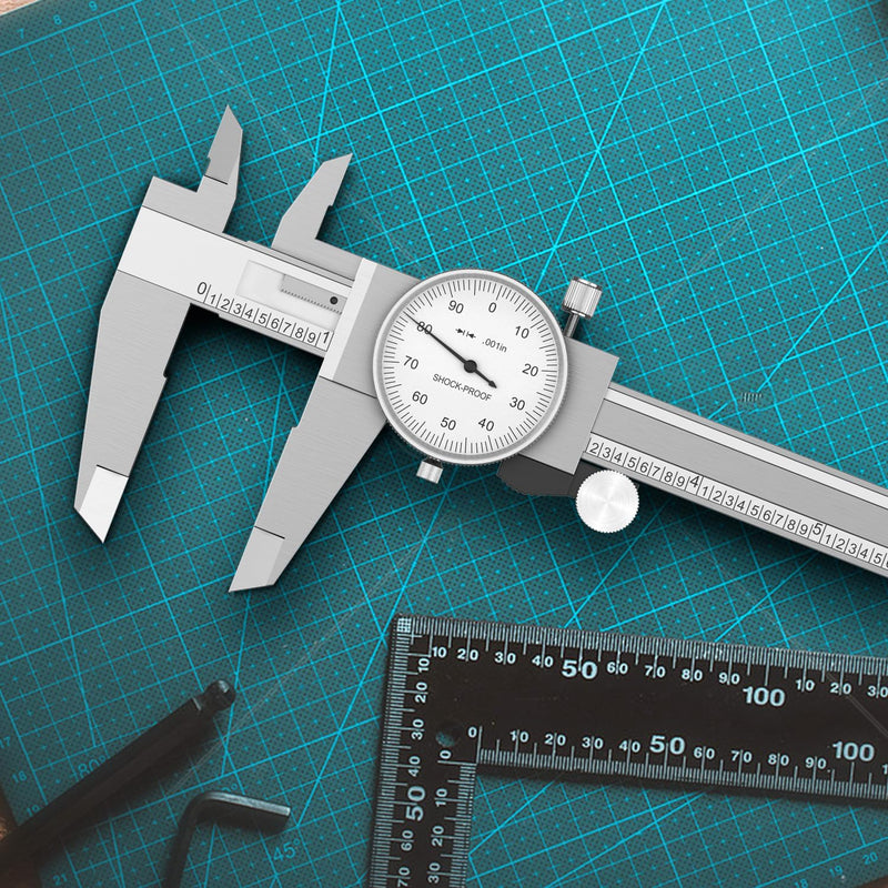 HDLNKAK Dial Caliper Shockproof Dial Caliper Precision Caliper with Watch 0-6" Range, 0.001” Resolution 6 Inch with 0.001" Precision Calipers 4-Way Measurement with Plastic Case Dial Caliper 0-6'' Range