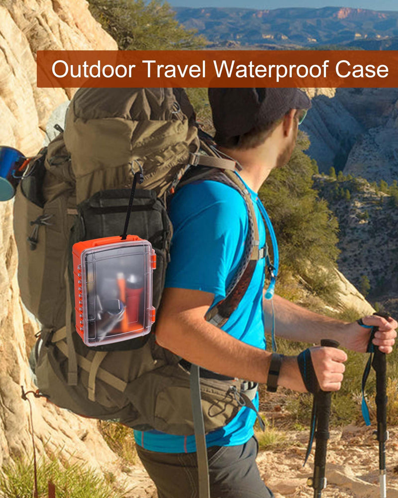 Dry Box for Boat Floating Waterproof Containers for Kayaking & Boating - Crushproof Waterproof Storage Case for Phones Drybox with Rope & Steel Hinges Orange