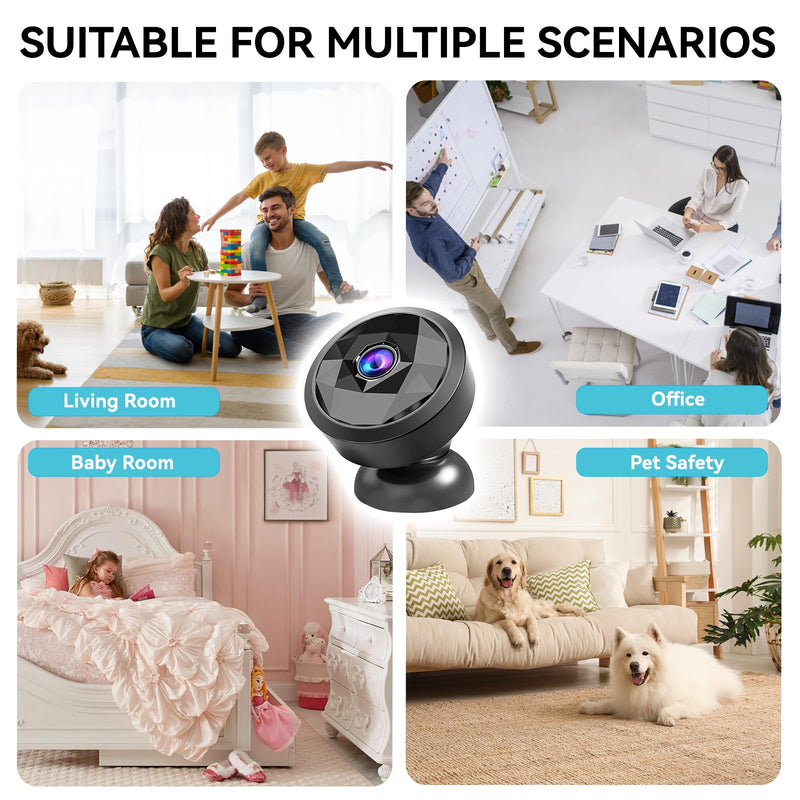 4K Indoor Mini WiFi Hidden Camera:with Motion Alerts&Night Vision(black) | Mini spy camera for home, Wireless Nanny cam Works with APP control,Free Cloud Storage black