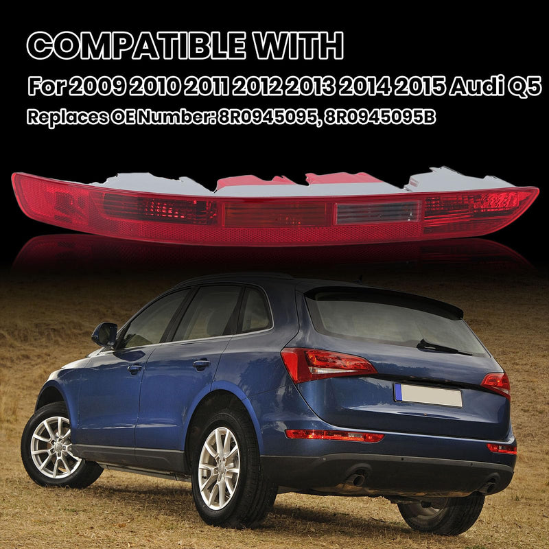 Rear Bumper Tail Light Lamp for Audi Q5 2009-2015 Rear Bumper Reflector Lower Tail Light Replace 8R0945095 Driver Side (Left) For 2009-2015 Left Driver Side