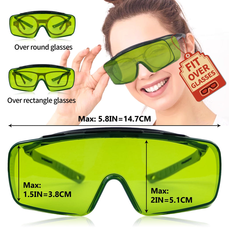 JILERWEAR Professional 190-450&740-1100nm OD6+ Laser Safety Glassess,808nm Infrared Laser Engraving Protective Goggles Green Large