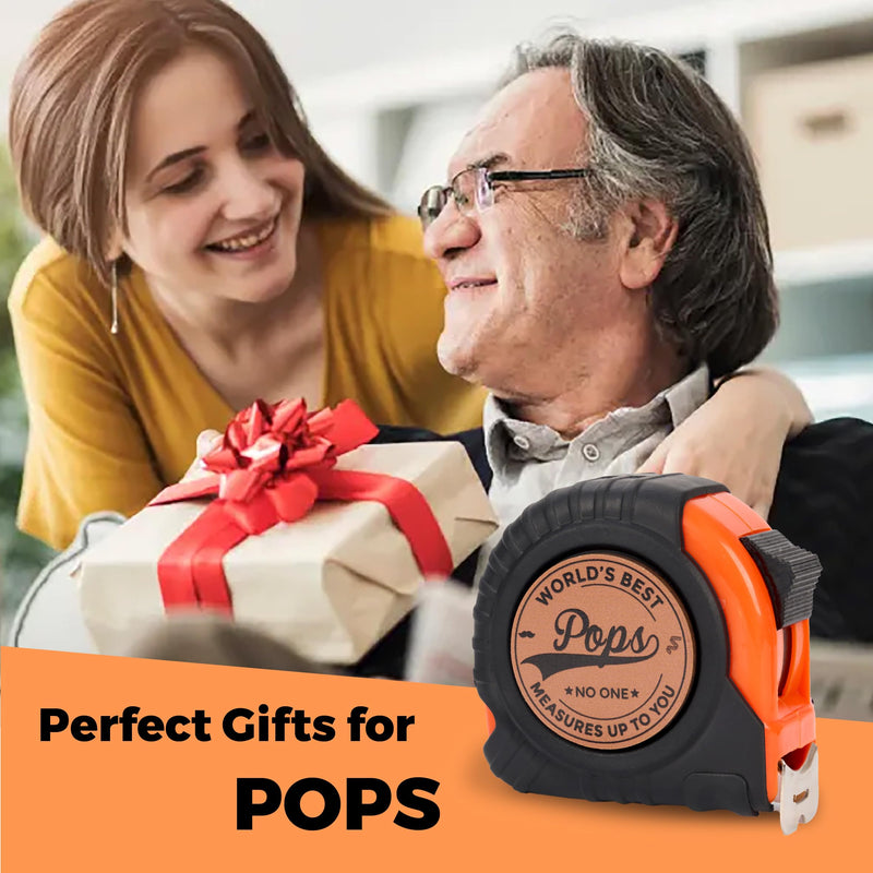 Pops Gifts, Gift for Pops from Kids, Measuring Tape 16ft for Men, Ideal for Birthday, Fathers Day, Christmas, Retractable Digital Carpenter Tool