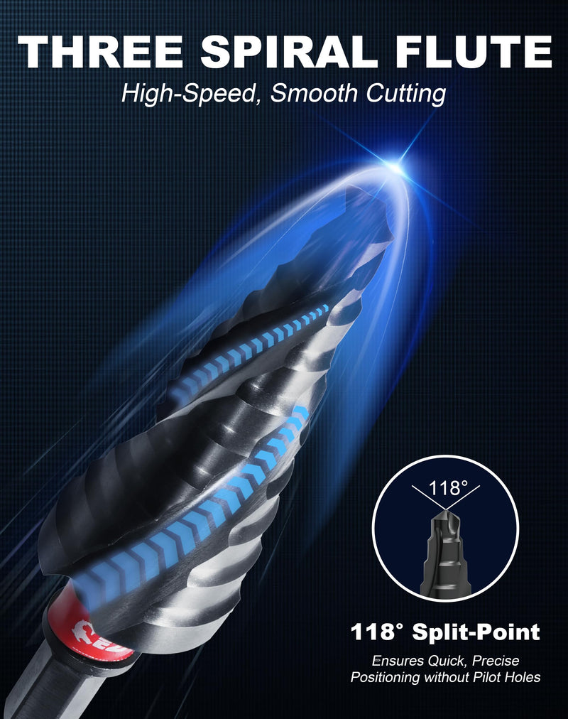 EZARC Step Drill Bit for Metal, M35 Cobalt Unibit Step Drill Bit Set 1/8"-7/8"(3pcs) Wear-Resistant AlTiN Coated, 1/4" Hex Shank for Metal, Stainless Steel, Aluminum, Plastic 1/8" - 7/8" (3pcs Set)
