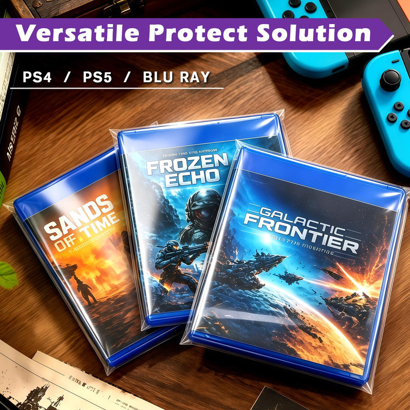 Blu Ray Video Sleeves, Video Game Protect Sleeves for PS4/PS5 DVD and Blu Ray Case Storage Bags, Media Protector Bags - 50 Pack