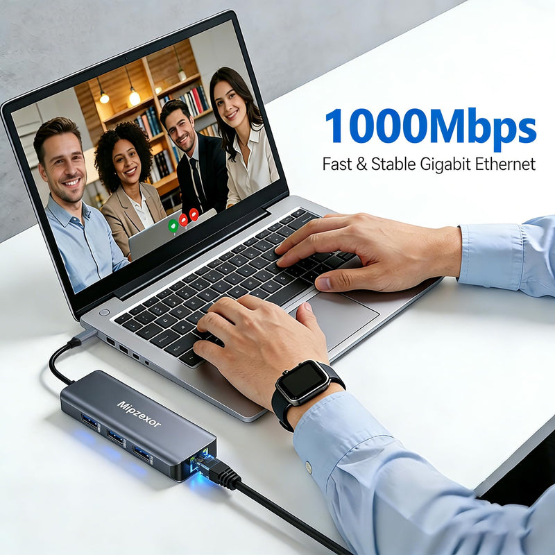 USBC Docking Station 8 in 1 USB C to hdmi gigabit ethernet Adapter 1Gbps Ethernet Hub 100W Power Delivery 3*USB 3.0 Ports SD/TF Card Reader Ethernet USB C Adapter for MacBook Pro/Air Dell XPS HP Space Gray