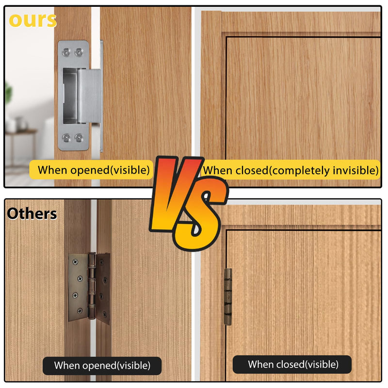 Hidden Door Hinge 5 Inch Hidden Hinges for Doors 304 Stainless Steel Hidden Door Hinges Heavy Duty Invisible Hinge 3mm Thicknesse Hidden Hinges for Doors Silent and Smooth 1pcs Stainless Steel | 1pcs 5inch