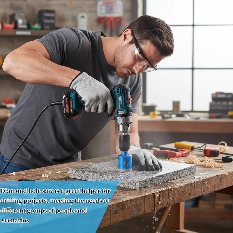 1-1/2 Inch Diamond Core Drill Bits,Vacuum Brazed Hole Saw with Pilot Triangle Shank for Ceramic Tile Glass Concrete Porcelain Granite Pack of 2Pcs Head diameter 38mm(1-1/2")