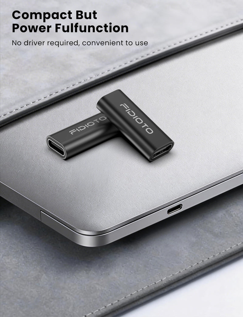 Fidoto 10 Pack USB C Female to Female Adapter, PD 3.1 USBC Coupler, 100W Type C Extender, 10Gbps Double Female Connector with 8K@60Hz Video, Data Transfer, Charging (Black) Black 10 PCS