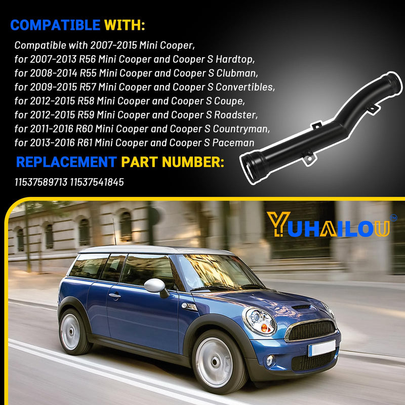 Upgraded Aluminum Engine Cooling Water Pipe compatible with Mini Cooper R55 R56 R57 R58 R59 R60 R61, Thermostat to Water Pump Hose Replace 11537589713