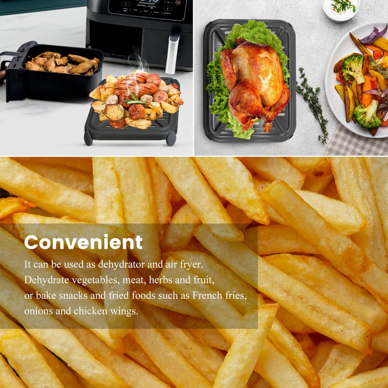 Air Fryer Grill Pan for Ninja Foodi DZ401 DZ550 10QT Dual Zone Air Fryers, Replacement Air Fryer Crisper Plate Grill Plate Tray Accessories with Rubber Bumpers, Dishwasher Safe