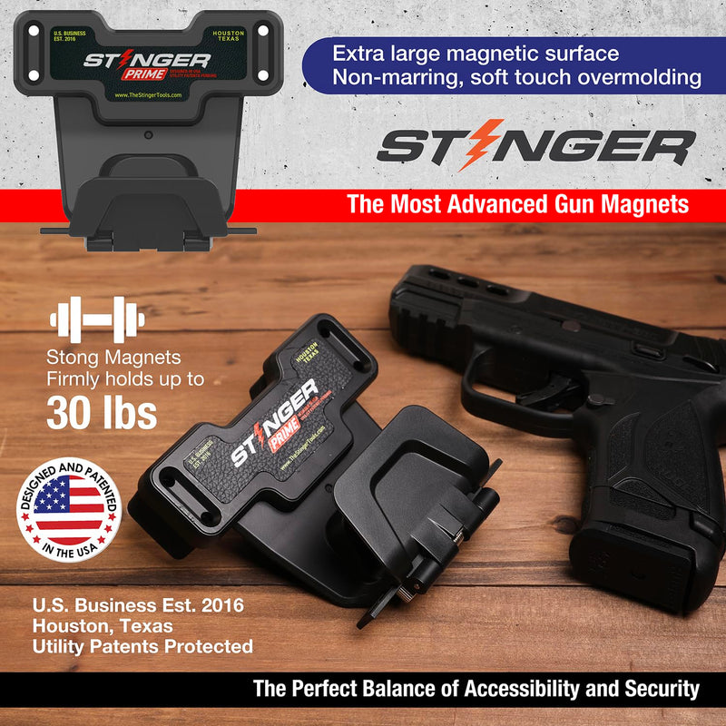 Stinger Gun Mount, Car Holster, Universal Magnetic Gun Mount with Trigger Guard Protection, 30 lb Neodymium Magnet, Gun Magnet Mount for Car, Truck, Desks, Safes, Walls