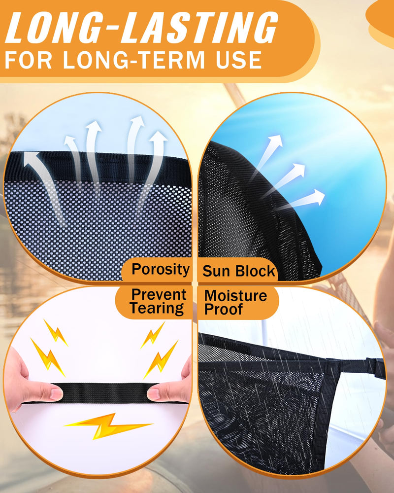 PLOZANO Boat Storage Bag with 3 Divisions, Adjustable Organizer, Mesh Tackle & Life Jacket Holder, Suspended Net for Leaning Post (32 INCH) 32 INCH