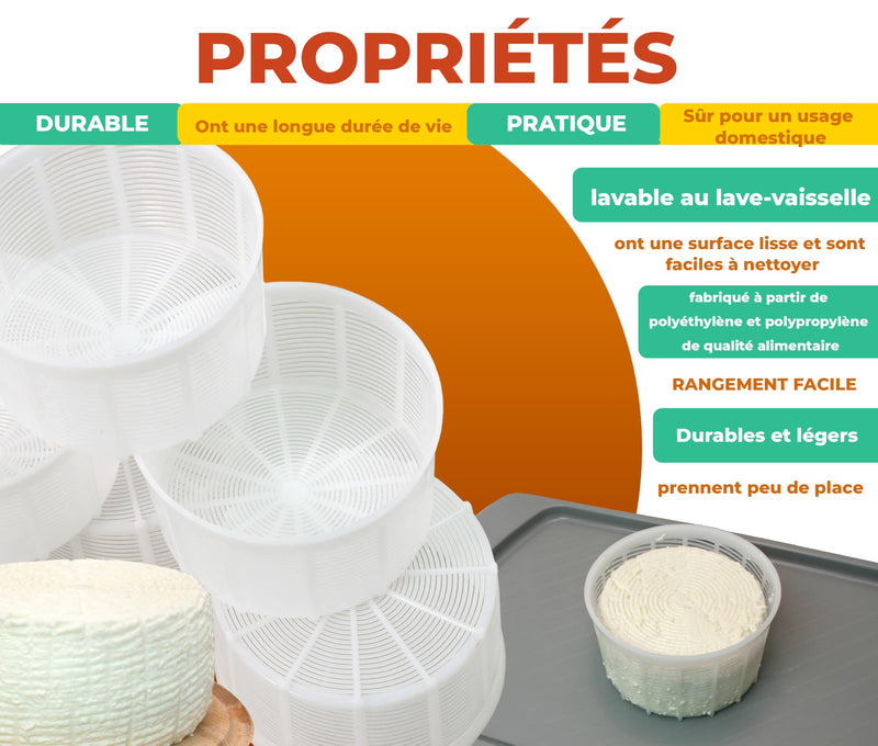 6 Pcs Soft Cheese Mold for Cheese Making 2.55QT - Cheese Making Mold - Cream Cheese Form Mold - Homemade Cheese Making Supplies - Molde Para Queso Fresco Casero - Feta Ricotta Cheese Making Basket