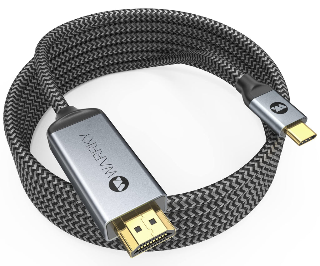 Warrky USB C to HDMI Cable 4K, 15ft [Braided, High Speed] Thunderbolt 3 to HDMI Adapter Compatible for New iPad, MacBook Pro/Air, iMac, Galaxy S20 S10 S9 S8, Surface, Dell, HP 1 Pack